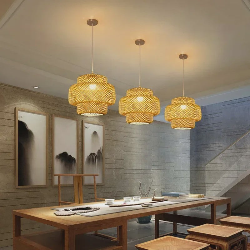 Moderne Bamboe Hanglamp - Handgeweven Kunst & Sfeervolle Verlichting