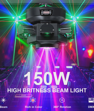 Krachtige 150W Moving Head DJ Lichtshow met 6 Armen - RGBW LED, DMX512 voor Feest, Bruiloft & Disco
