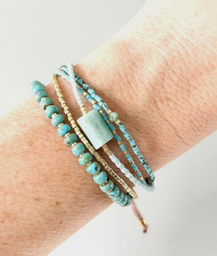 Bohemian Turquoise Kralen Armbanden Set - Multi-Layer Boho Stijl