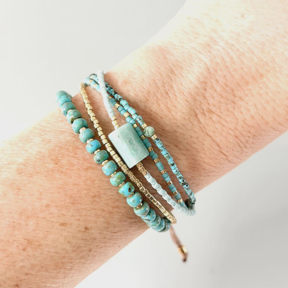 Bohemian Turquoise Kralen Armbanden Set - Multi-Layer Boho Stijl