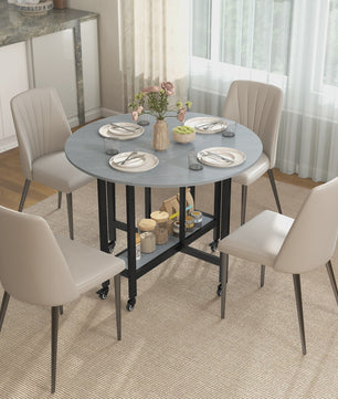 Homcom Klapbare Eettafel met Open Plank - Cementgrijs - Verrijdbaar