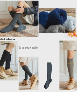 6 Paar Heren Kniehoge Thermosokken - Warm & Dik - Compressie - Maat 38-44