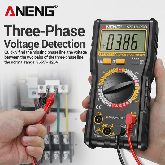 ANENG SZ818 Digitale Multimeter - Batterijtester, AC/DC Spanning & Stroom, Weerstand - Elektronica Reparatie Tool