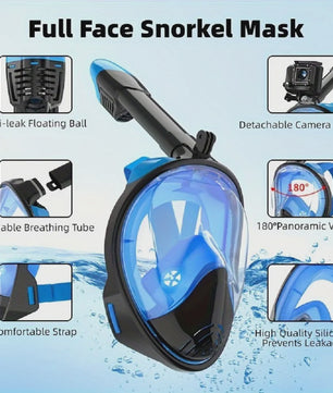 Full Face Snorkelmasker met Afneembare Camera Mount - Anti-condens & Anti-lek