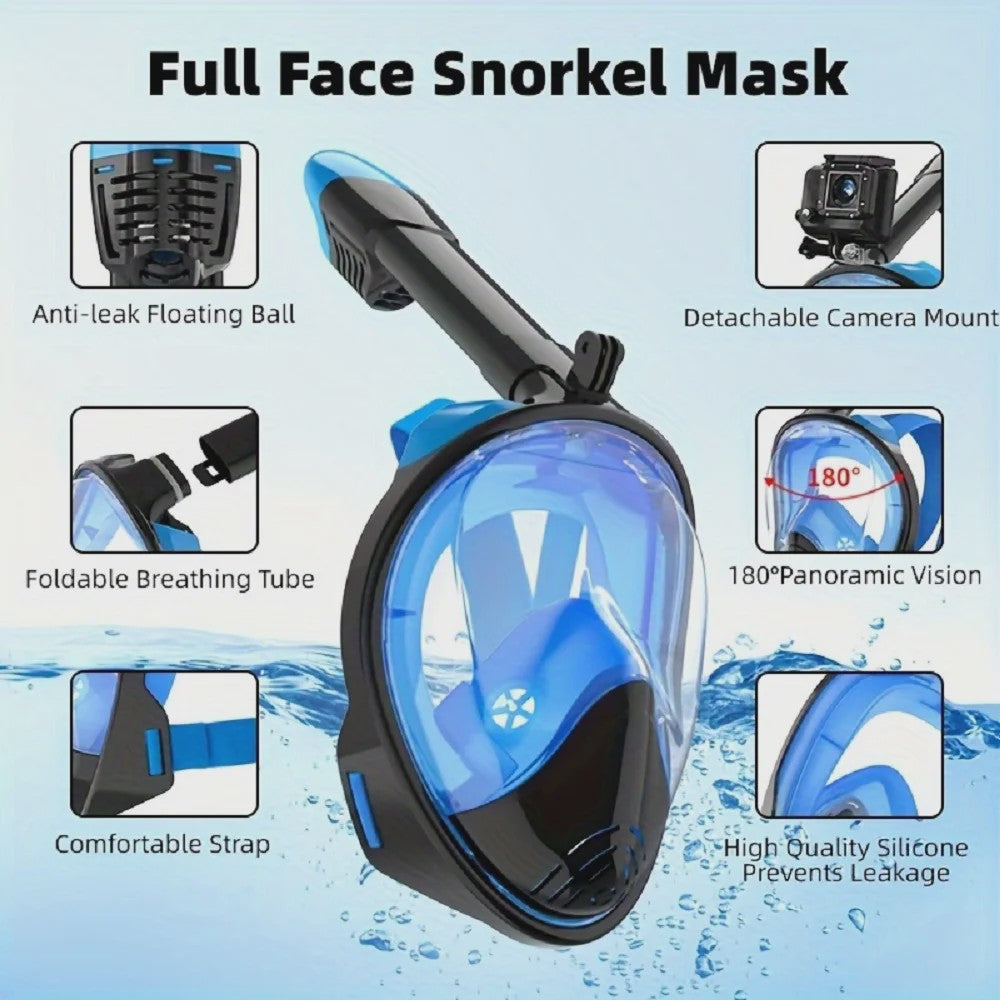 Full Face Snorkelmasker met Afneembare Camera Mount - Anti-condens & Anti-lek
