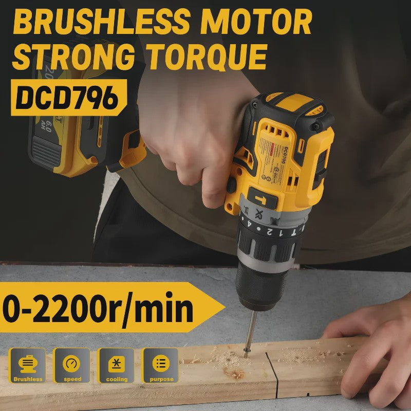 DeWalt DCD796 Accu Klopboormachine & Schroefmachine - Krachtige Brushless Motor, 18V