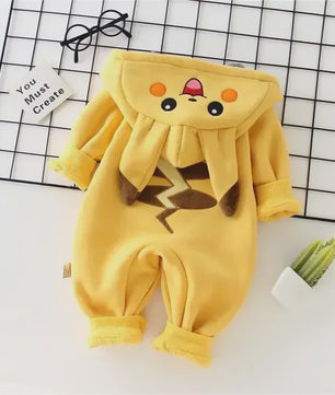 Schattige Pikachu Pyjama Romper voor Baby's en Peuters - Warm & Comfortabel