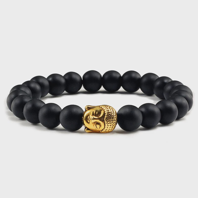 Buddha Hoofd Armband - Natuursteen & Lavasteen Kralen - Yoga & Gebedssieraden voor Dames en Heren