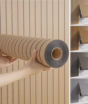 3D Houten Lamellen Behang - Zelfklevend, Waterdicht & Verdikkend - Wanddecoratie