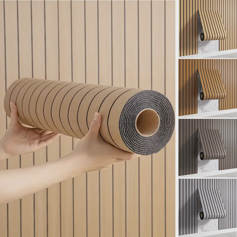 3D Houten Lamellen Behang - Zelfklevend, Waterdicht & Verdikkend - Wanddecoratie