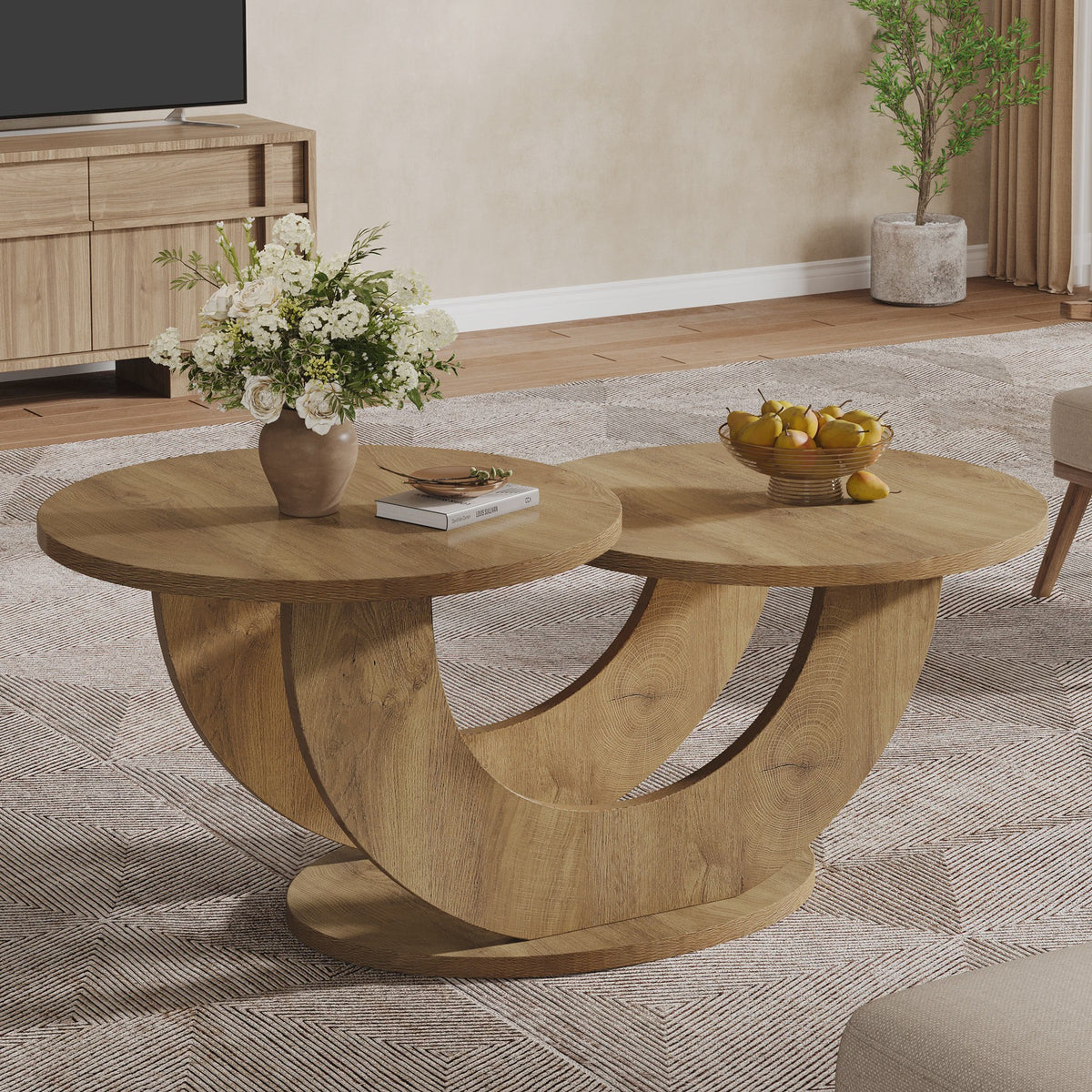 Moderne Ronde Salontafel met Uniek U-vormig Frame - 46 inch
