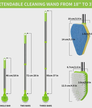 Multifunctionele Telescopische Schoonmaakborstel met Verwisselbare Pads