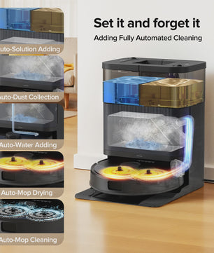 Lubluelu S1000 Robotstofzuiger met Zelfreinigende Basis: 11000Pa, 75℃ Warm Water Mop, Automatische Droging