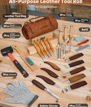 Compleet Houtsnijgereedschap Set (25 Delig) - Ideaal voor Beginners en Hobbyisten