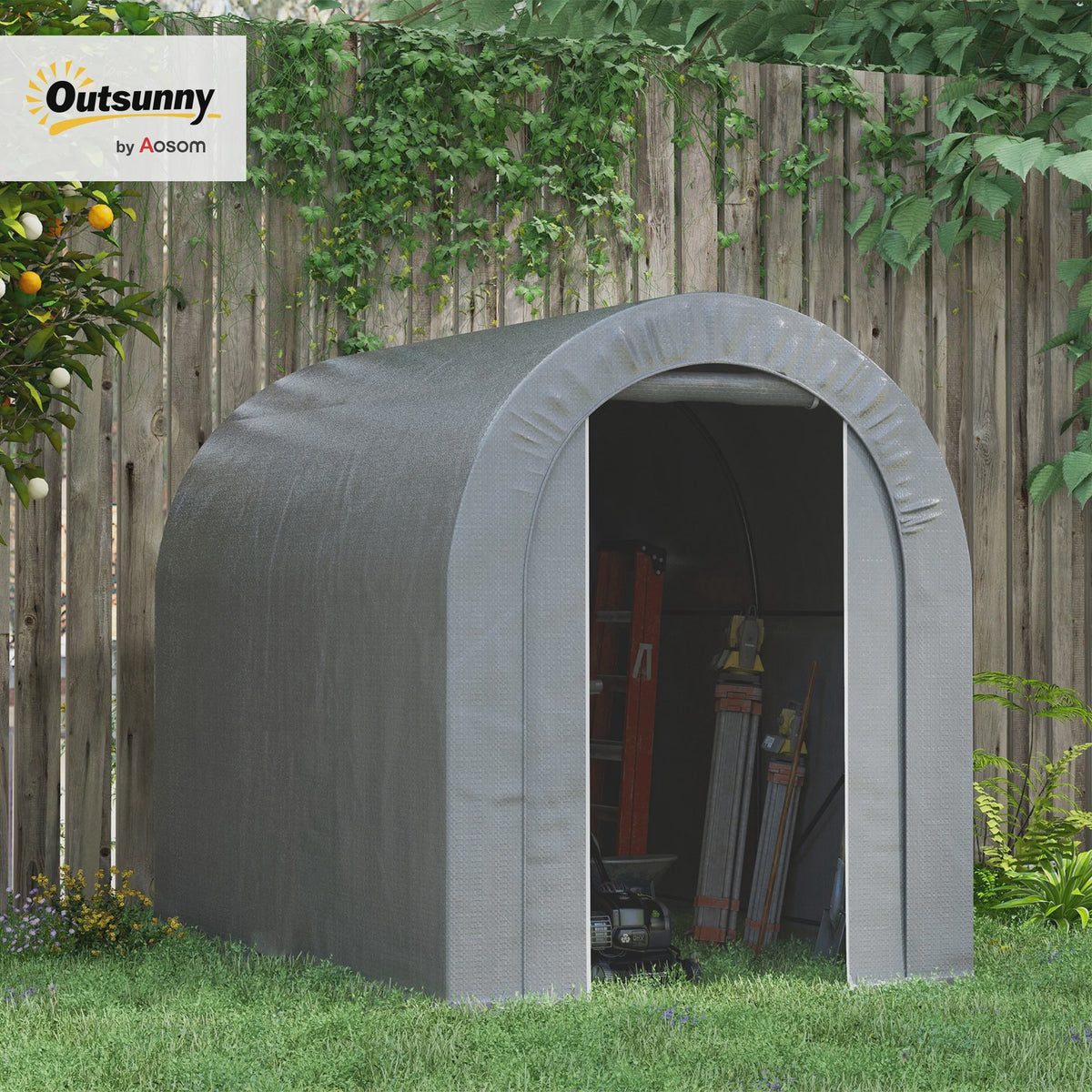Outsunny Tuinopslag Tent - Waterdichte Fietsgarage met Verzinkt Metalen Frame