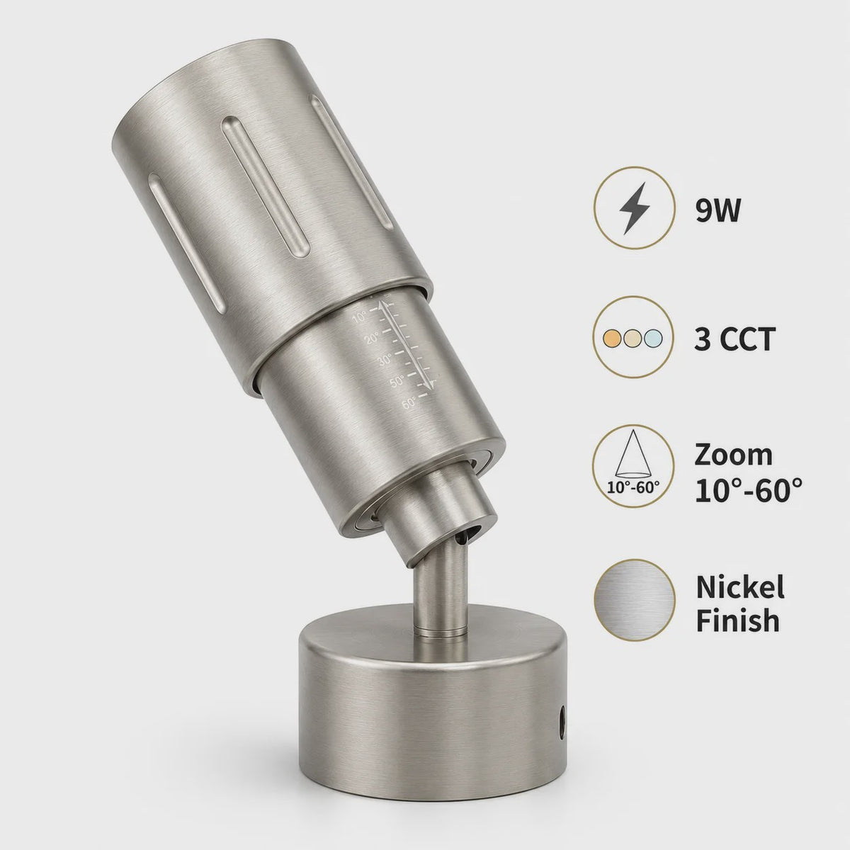 Verstelbare Zoom LED Spot 9W - COB Track Light met Instelbare Bundelhoek (3°-60°) voor Huis, Galerie, Winkel