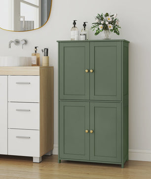 Vasagle Hoge Kast met 4 Deuren - Groen - 30x60x110 cm