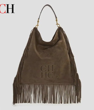 CH Dames Hobo Tas met Franjes - Suèdelook, Grote Capaciteit, Schoudertas & Crossbody
