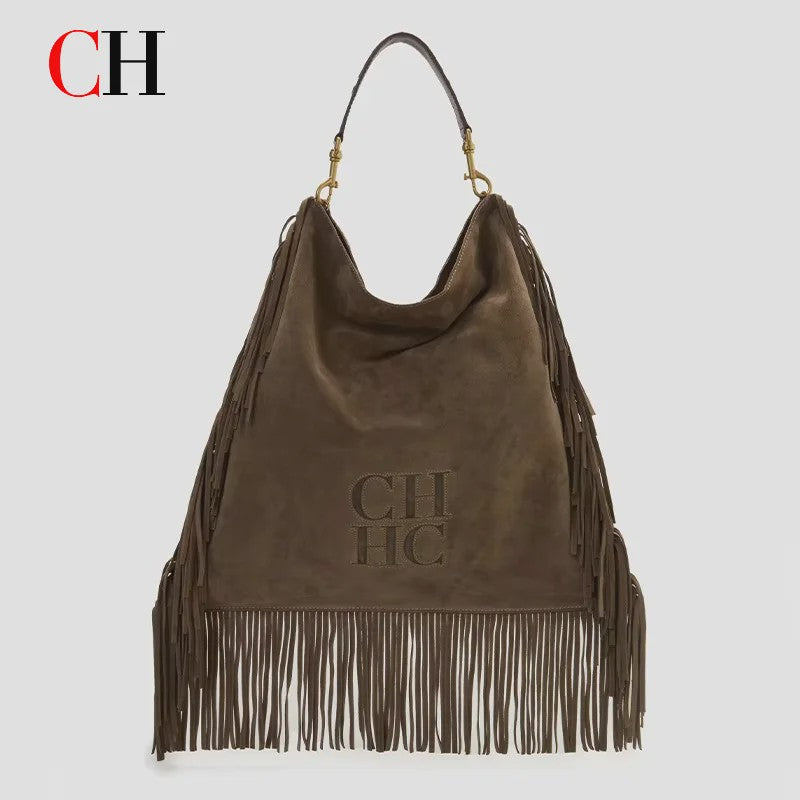 CH Dames Hobo Tas met Franjes - Suèdelook, Grote Capaciteit, Schoudertas & Crossbody