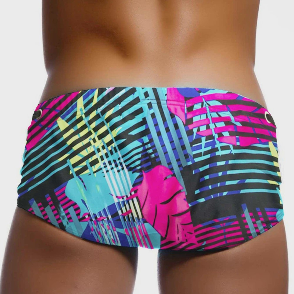 Herenshorts Zwembroek met Bladprint - Braziliaanse Snit - Sneldrogend