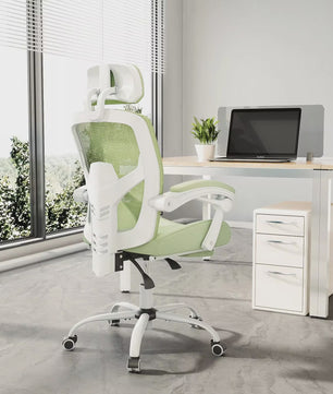 Ergonomische bureaustoel met lendesteun, kantelfunctie en voetensteun
