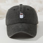 Retro Gewassen Baseball Cap met Koffiekopje Borduurwerk - Verstelbaar & Casual