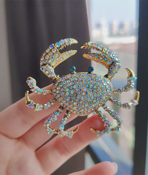 Chique Krab Broche met Kristallen - Unieke Dieren Pin voor Dames