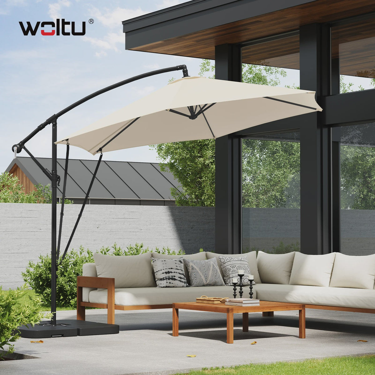 WOLTU Cantilever Parasol - Waterdicht, UV-beschermend met slinger en hoes voor tuin en terras