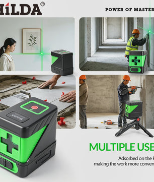 HILDA 2D Laser Waterpas met Groene Straal - Zelfnivellerend, IP54, 30m Bereik