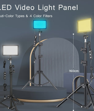 LED Video Light Panel Kit met Statief & RGB Filters - Professionele Fotografie & Streaming