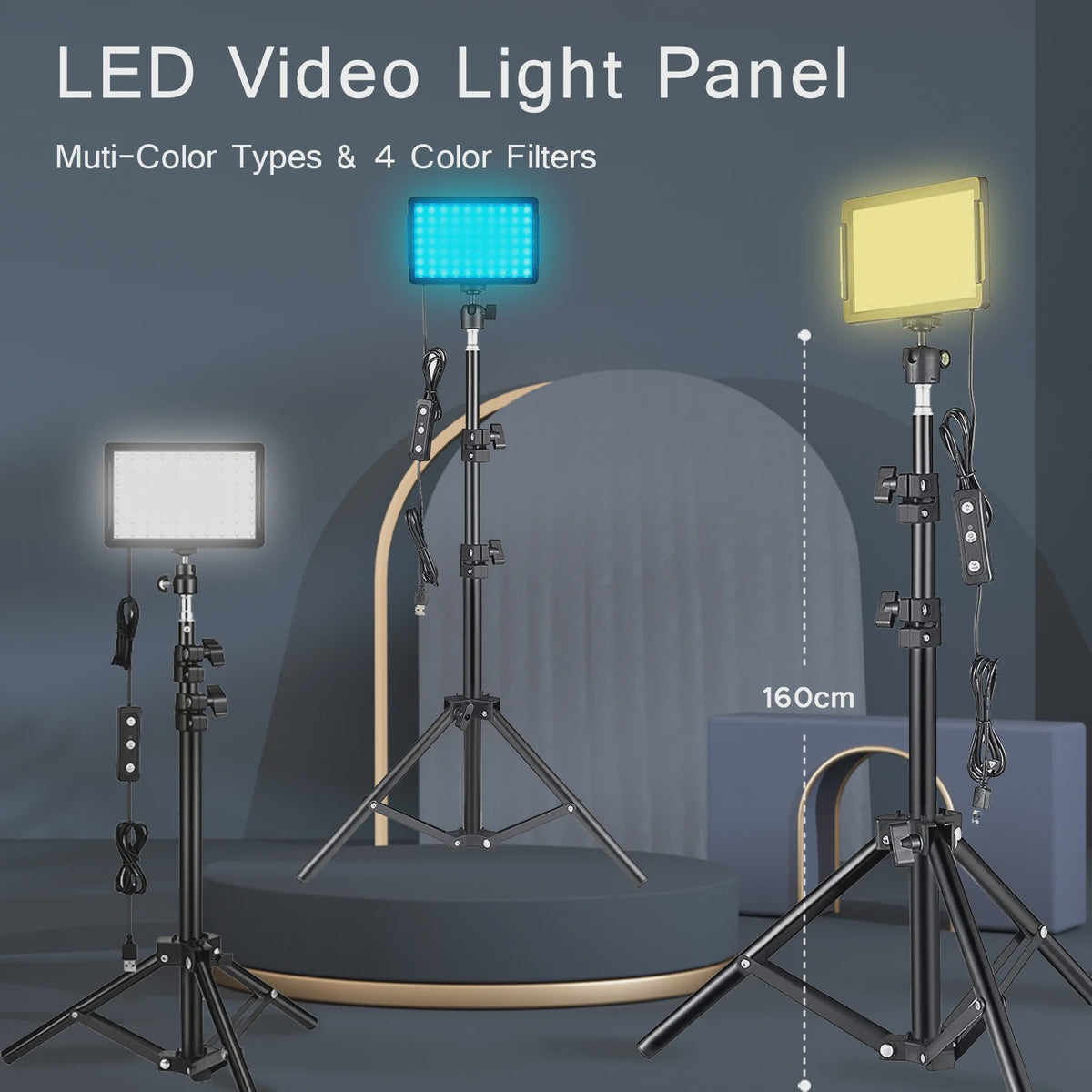 LED Video Light Panel Kit met Statief & RGB Filters - Professionele Fotografie & Streaming