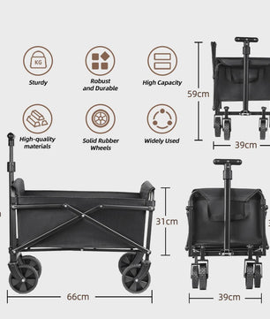 Opvouwbare Transportkar voor Camping, Boodschappen & Strand - Robuust & Draagbaar