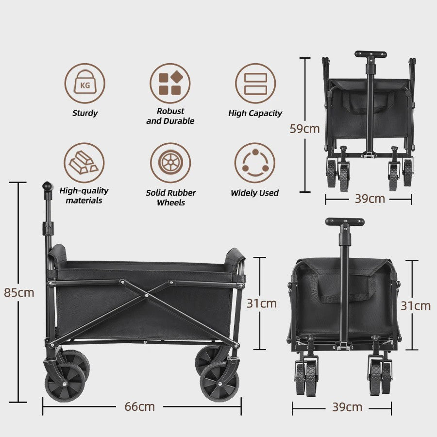 Opvouwbare Transportkar voor Camping, Boodschappen & Strand - Robuust & Draagbaar