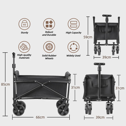 Opvouwbare Transportkar voor Camping, Boodschappen & Strand - Robuust & Draagbaar