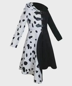 Meisjes Cruella Deville Kostuum - Zwart Dalmatiër Jumpsuit Jurk voor Halloween & Feest