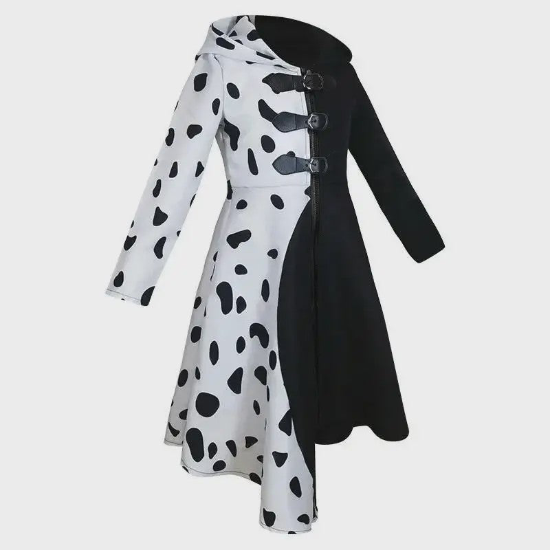 Meisjes Cruella Deville Kostuum - Zwart Dalmatiër Jumpsuit Jurk voor Halloween & Feest