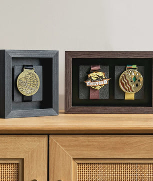Houten Medaille Display Frame met Fotolijst - Voor Marathon, Sport en Herinneringen