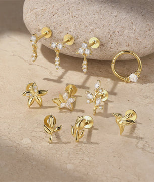 925 Sterling Zilveren Kolibrie Oorbellen Dames - 18K Goudkleurig Platte Achterkant Studs