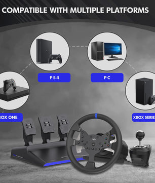 PXN V99 Force Feedback Racestuur met Pedalen en Schakelpook - 270/900 Graden Gaming Stuurwiel
