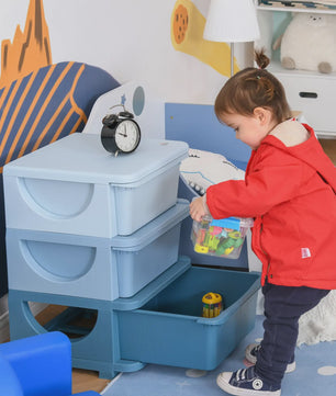 Homcom Kinder Opbergtoren met 3 Lades - Plastic Speelgoed Opbergkast