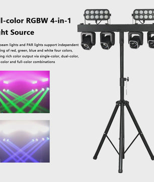 4-in-1 LED DJ Licht Effect Bar: Beam, Wash, Strobe & Ring met Afstandsbediening