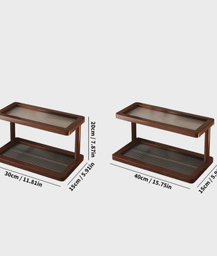 2-Laags Bamboe Tafelrek met Acryl Bodem - Compacte Opberger voor Keuken & Toilet
