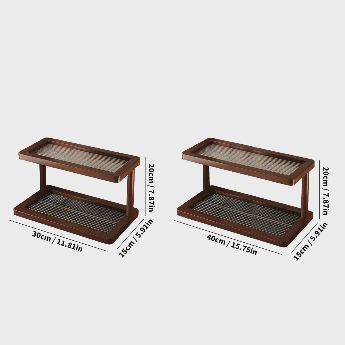 2-Laags Bamboe Tafelrek met Acryl Bodem - Compacte Opberger voor Keuken & Toilet