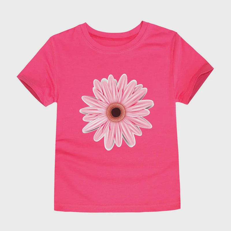 Schattig Katoenen T-shirt Meisjes met Bloemprint - Maten 2 t/m 14 Jaar