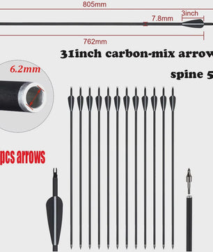 Recurve Boog Set voor Beginners: 20-40 LBS Boog, Pijlen, Armbeschermer & Vingerbeschermer