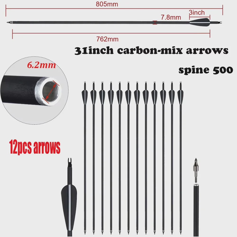 Recurve Boog Set voor Beginners: 20-40 LBS Boog, Pijlen, Armbeschermer & Vingerbeschermer