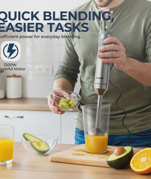 Krachtige 4-in-1 Hand Blender met RVS Staaf, Mixer, Hakker & Garde