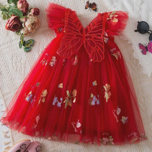 Zomerse Prinsessenjurk Meisjes met Kant en Bloemenprint - Perfect voor Feestjes en Bruiloften