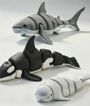 3D Geprinte Gewrichtte Dieren Beeldjes: Haai, Orka & Meer - Levensecht Speelgoed & Decoratie