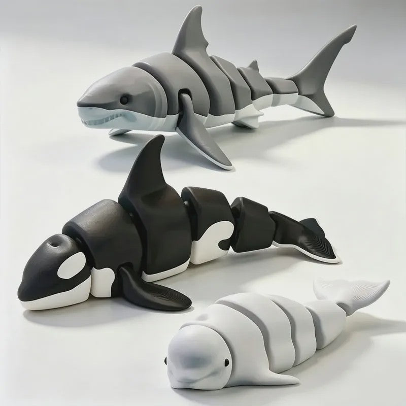 3D Geprinte Gewrichtte Dieren Beeldjes: Haai, Orka & Meer - Levensecht Speelgoed & Decoratie